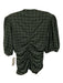 Ganni Size 40 Light Green & Black Polyester Blend Half Puff Sleeve Plaid Top Light Green & Black / 40