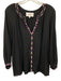 Ba&sh Size 0 Black, Purple, Blue Viscose Long Sleeve Embroidered Split Neck Top Black, Purple, Blue / 0