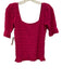 Adam Lippes Size Medium Hot pink Cotton Blend Short Puff Sleeve Square Neck Top Hot pink / Medium