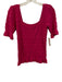 Adam Lippes Size Medium Hot pink Cotton Blend Short Puff Sleeve Square Neck Top Hot pink / Medium