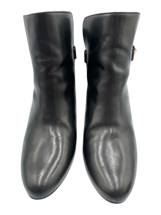 Carolina Herrera Shoe Size 39 Black Leather Stiletto Ankle Buckle Suede Booties Black / 39