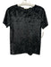 Vince Size M Black Polyester Short Sleeve Velvet Textured T Shirt Top Black / M