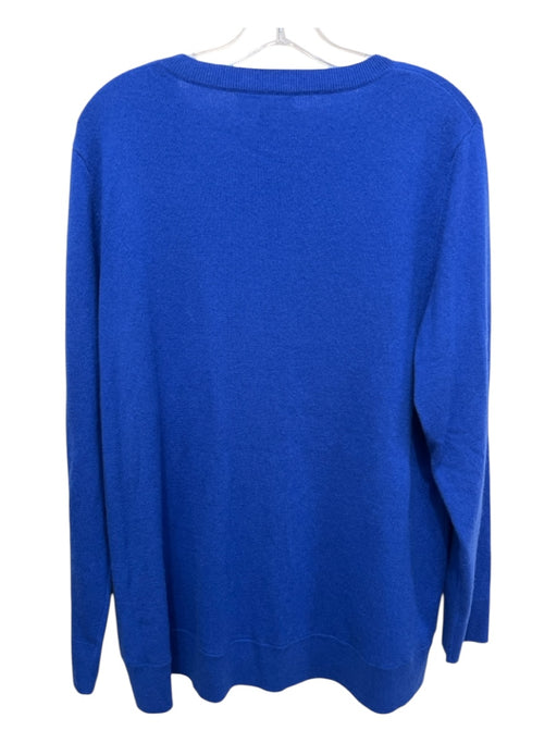 Neiman Marcus Size XL Blue Cashmere Rib Knit Long Sleeve Round Neck Sweater Blue / XL