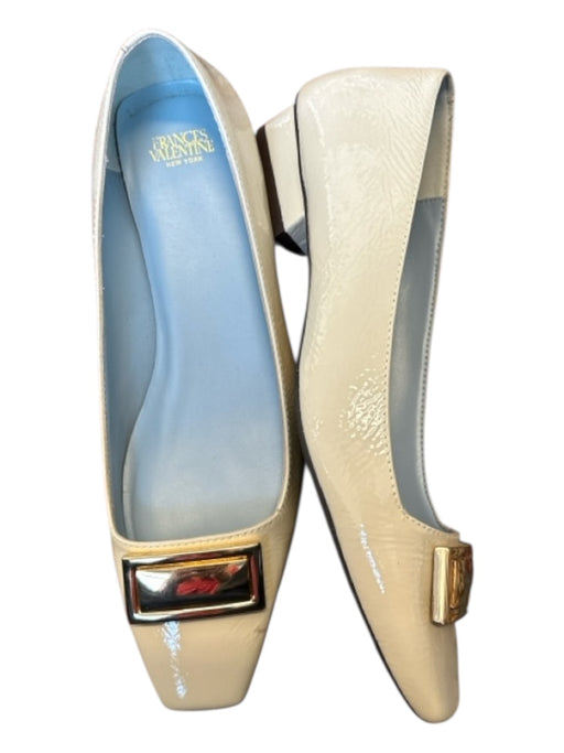 Frances Valentine Shoe Size 7.5 Cream & Gold Patent Leather Square Toe GHW Flats Cream & Gold / 7.5
