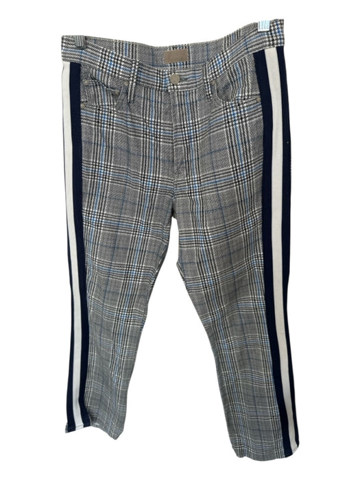 Mother Size 28 Gray & Blue Cotton Blend High Waist Plaid Side Stripes Pants Gray & Blue / 28