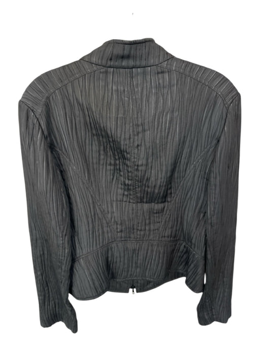 Lafayette 148 Size 6 Black Polyester Long Sleeve Textured Full Zip Jacket Black / 6