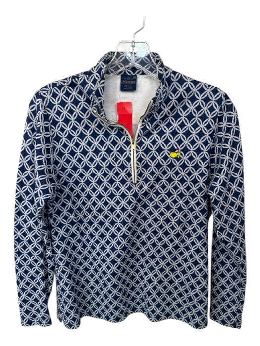 Masters Size M Navy & white Cotton Long Sleeve Half Zip Golf Jacket Navy & white / M