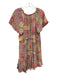 Anthropologie Size XS Orange, Yellow, Blue Viscose Mixed Print Ruffle Trim Dress Orange, Yellow, Blue / XS
