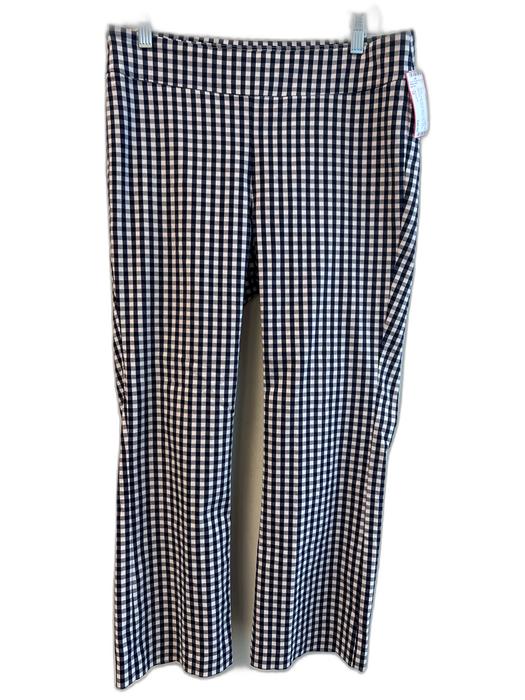 J Mclaughlin Size 12 Navy & white Rayon Blend High Rise Gingham Flat Front Pants Navy & white / 12