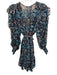Ulla Johnson Size 2 Navy, Teal & Multi Silk Blend Long Balloon Sleeve Dress Navy, Teal & Multi / 2