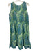La Plage Size S White, Green & Blue Cotton Floral Paisley Sleeveless Dress White, Green & Blue / S