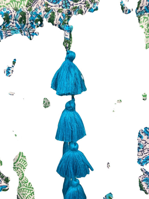 La Plage Size S White, Green & Blue Cotton Floral Paisley Sleeveless Dress White, Green & Blue / S