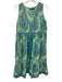 La Plage Size S White, Green & Blue Cotton Floral Paisley Sleeveless Dress White, Green & Blue / S