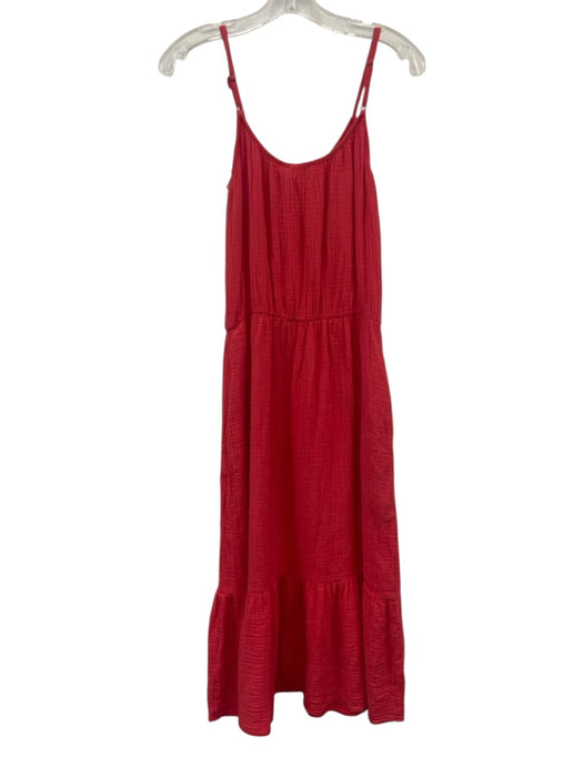 Evereve Size S Red Cotton Gauze Spaghetti Strap Elastic Waist Dress Red / S