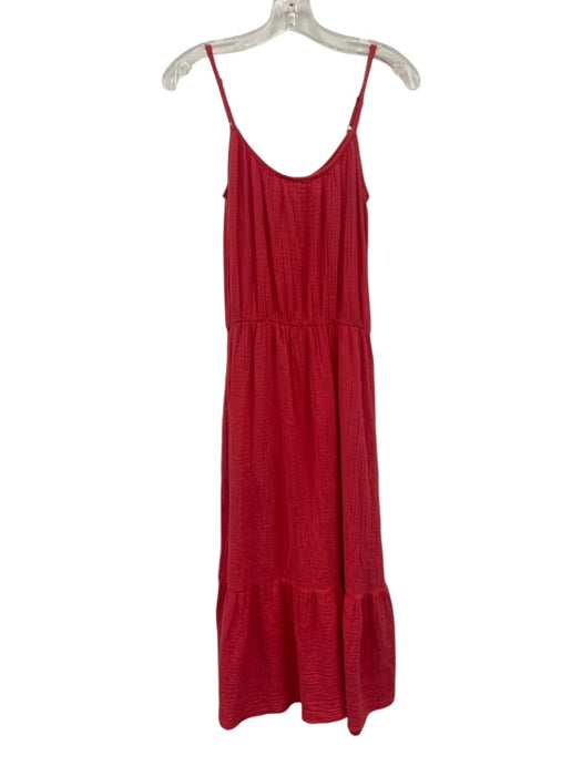 Evereve Size S Red Cotton Gauze Spaghetti Strap Elastic Waist Dress Red / S