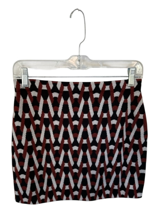 Diane Von Furstenberg Size S Rust & Black Cotton Blend Abstract Mini Skirt Rust & Black / S