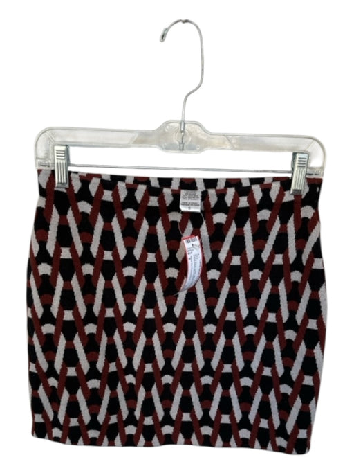 Diane Von Furstenberg Size S Rust & Black Cotton Blend Abstract Mini Skirt Rust & Black / S