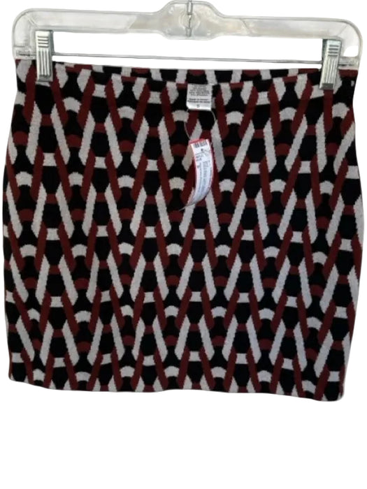 Diane Von Furstenberg Size S Rust & Black Cotton Blend Abstract Mini Skirt Rust & Black / S