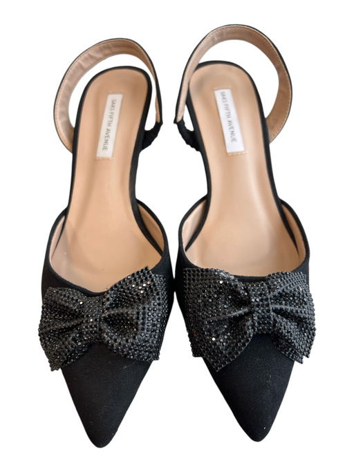 Saks Fifth Ave Shoe Size 8 Black Synthetic Upper Lining Manmade sling back Shoes Black / 8