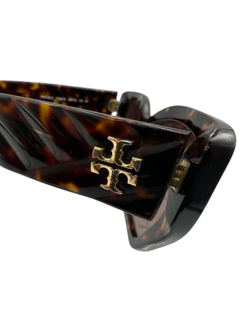 Tory Burch Mixed Brown Acetate Square Tortoise Tinted Lens Polarized Sunglasses Mixed Brown