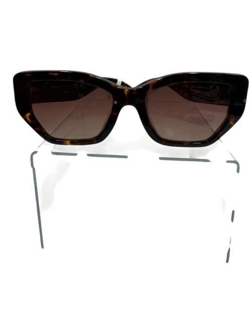 Tory Burch Mixed Brown Acetate Square Tortoise Tinted Lens Polarized Sunglasses Mixed Brown