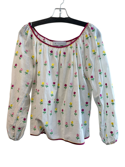 Tuckernuck Size L White & Multi Cotton Long Sleeve Floral Print Scoop neck Top White & Multi / L