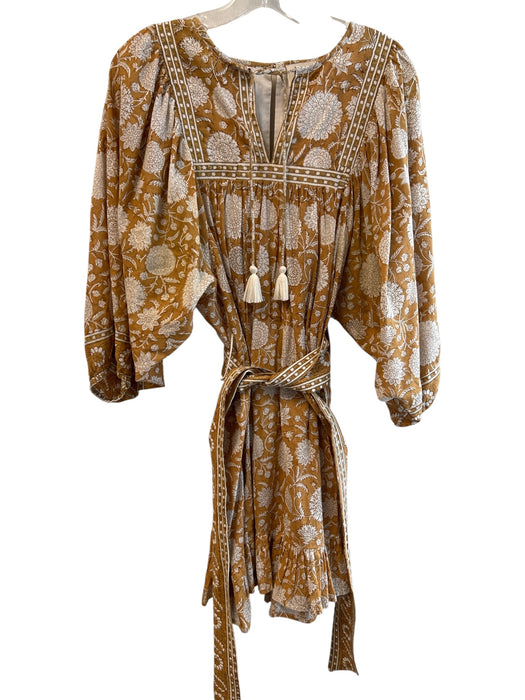 Cleobella Size M Dijon Mustard Yellow Cotton Long Sleeve Floral Print Dress Dijon Mustard Yellow / M