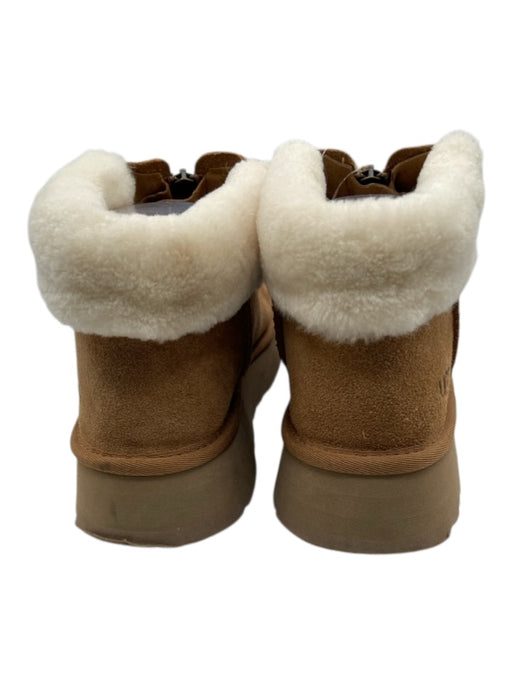 Ugg Shoe Size 10 Tan & cream Suede Shearling Platform Zip Up Round Toe Booties Tan & cream / 10