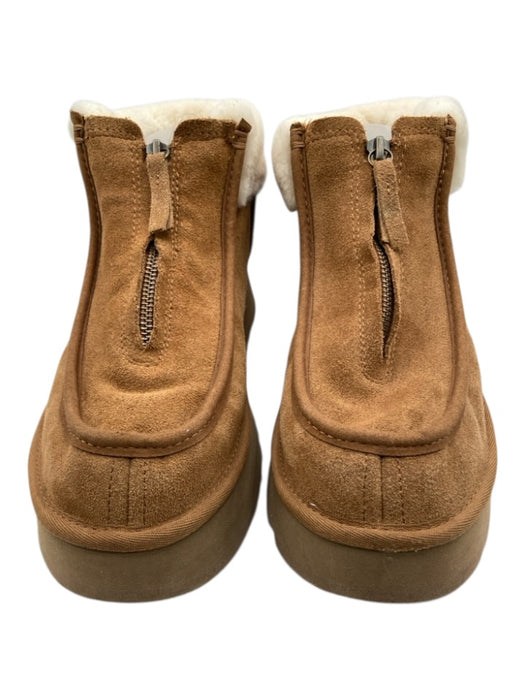 Ugg Shoe Size 10 Tan & cream Suede Shearling Platform Zip Up Round Toe Booties Tan & cream / 10