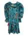 Love The Label Size S Blue & Multi Cotton Smocked Tie Detail Mini Dress Blue & Multi / S