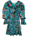 Love The Label Size S Blue & Multi Cotton Smocked Tie Detail Mini Dress Blue & Multi / S