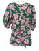 Rhode Size M Pink & Green Cotton Puff 1/2 Sleeve Floral Print Ruched side Dress Pink & Green / M