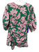 Rhode Size M Pink & Green Cotton Puff 1/2 Sleeve Floral Print Ruched side Dress Pink & Green / M
