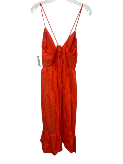 Ulla Johnson Size 6 Neon Orange Cotton Spaghetti Strap Tiered Pleated Dress Neon Orange / 6