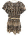 Ulla Johnson Size 4 Brown & Beige Cotton & Viscose Ruffle Cap Sleeve Mini Dress Brown & Beige / 4