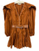 Ulla Johnson Size 4 Brown Orange Cotton Long puff sleeve Contrast Stitch Dress Brown Orange / 4