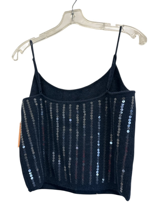 Staud Size M/L Navy Blue Wool Blend Spaghetti Strap Sequins Midi Skirt Set Navy Blue / M/L
