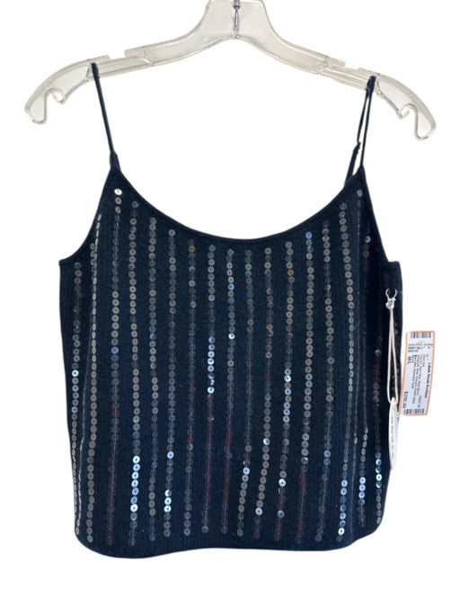 Staud Size M/L Navy Blue Wool Blend Spaghetti Strap Sequins Midi Skirt Set Navy Blue / M/L