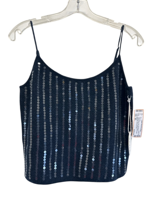 Staud Size M/L Navy Blue Wool Blend Spaghetti Strap Sequins Midi Skirt Set Navy Blue / M/L
