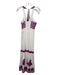 Anthropologie Size 00 White & Purple Cotton Embroidered Sleeveless V Neck Dress White & Purple / 00