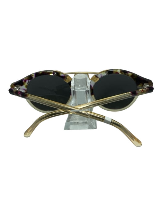 Krewe Black & Gold Acetate round Gradient Mirrored Sunglasses Black & Gold