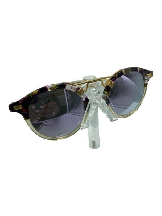 Krewe Black & Gold Acetate round Gradient Mirrored Sunglasses Black & Gold