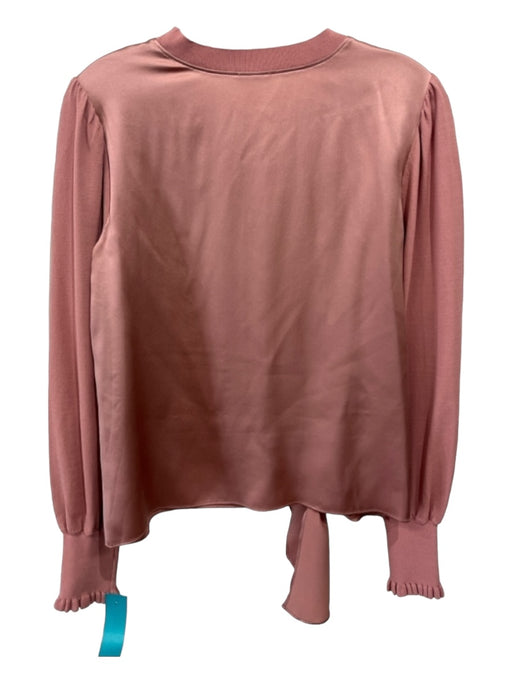 5a7 Cinq a Sept Size XS Rosegold Silk Round Neck Long Sleeve Elastic wrist Top Rosegold / XS