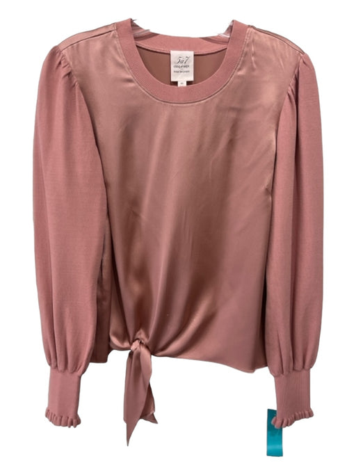 5a7 Cinq a Sept Size XS Rosegold Silk Round Neck Long Sleeve Elastic wrist Top Rosegold / XS