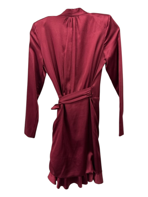 Veronica Beard Size 00 Burgundy Silk Rouched Shoulder Pads Long Sleeve Dress Burgundy / 00
