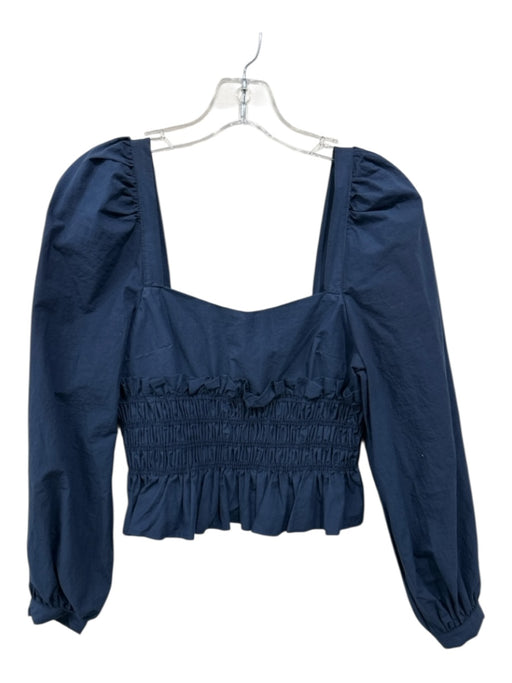 Ciao Lucia Size XS Blue Cotton Smocked Square Neck Long Sleeve Top Blue / XS