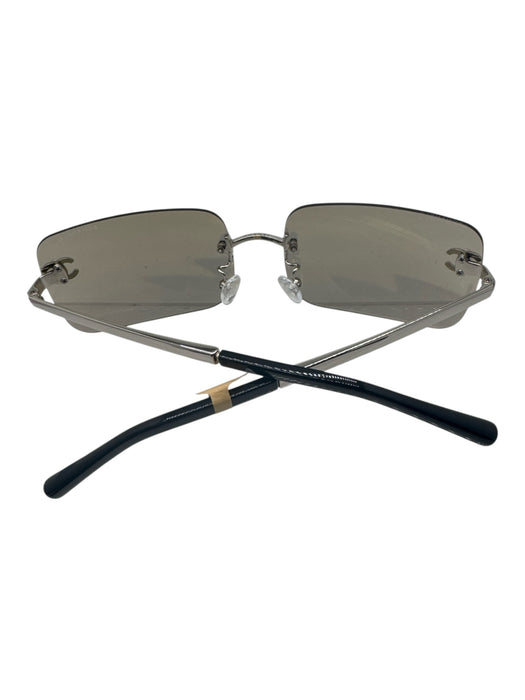 Chanel Silver Metal Rimless CC Logo Mirror Lens Square Lens Sunglasses Silver