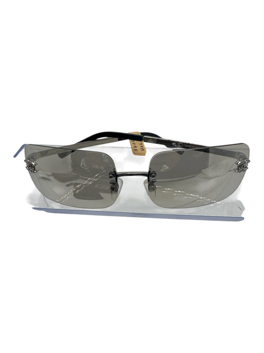 Chanel Silver Metal Rimless CC Logo Mirror Lens Square Lens Sunglasses Silver
