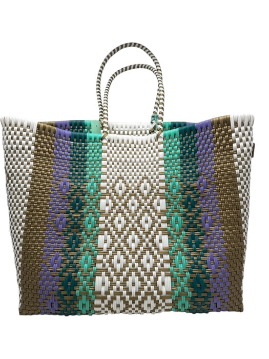 Squeeze de Citron Gold, Green, Purple Recycled Plastic Top Handles Woven Bag Gold, Green, Purple / L