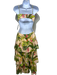 Farm Rio Size XXS Green, Orange, Pink Linen Blend Leaves Palm Trees Tiered Dress Green, Orange, Pink / XXS